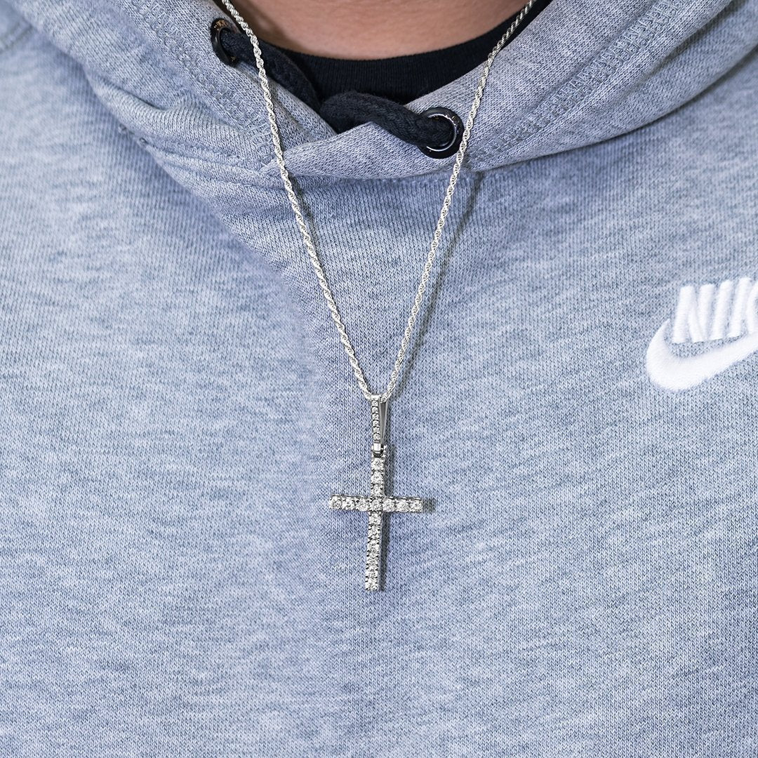 White 14k White Gold Diamond Cross Pendant 1.59 Ctw