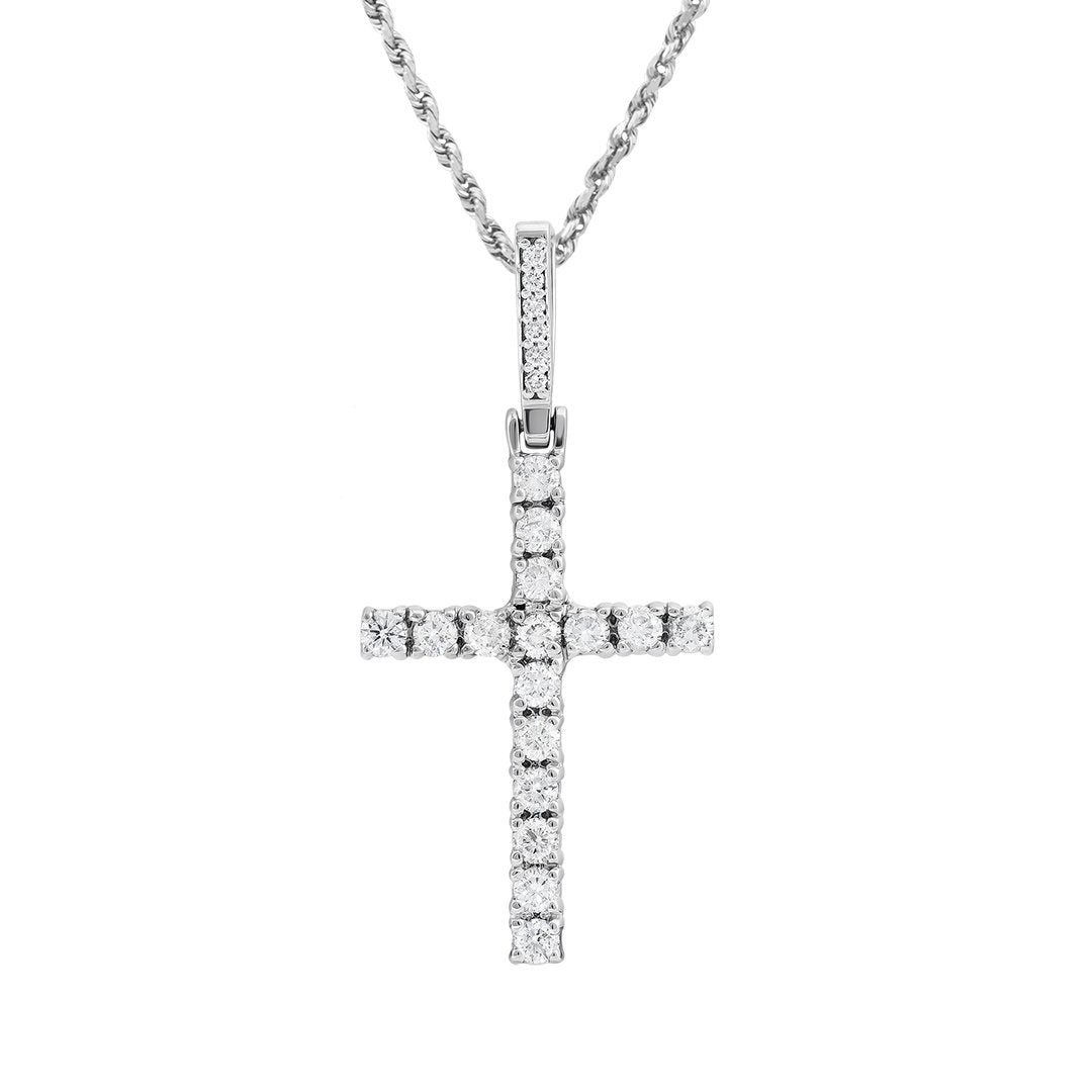 White 14k White Gold Diamond Cross Pendant 1.59 Ctw