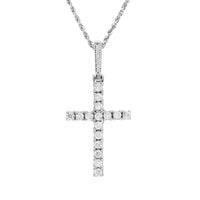 Thumbnail for White 14k White Gold Diamond Cross Pendant 1.59 Ctw