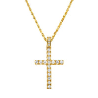 Thumbnail for 14k White Gold Diamond Cross Pendant 3 Ctw