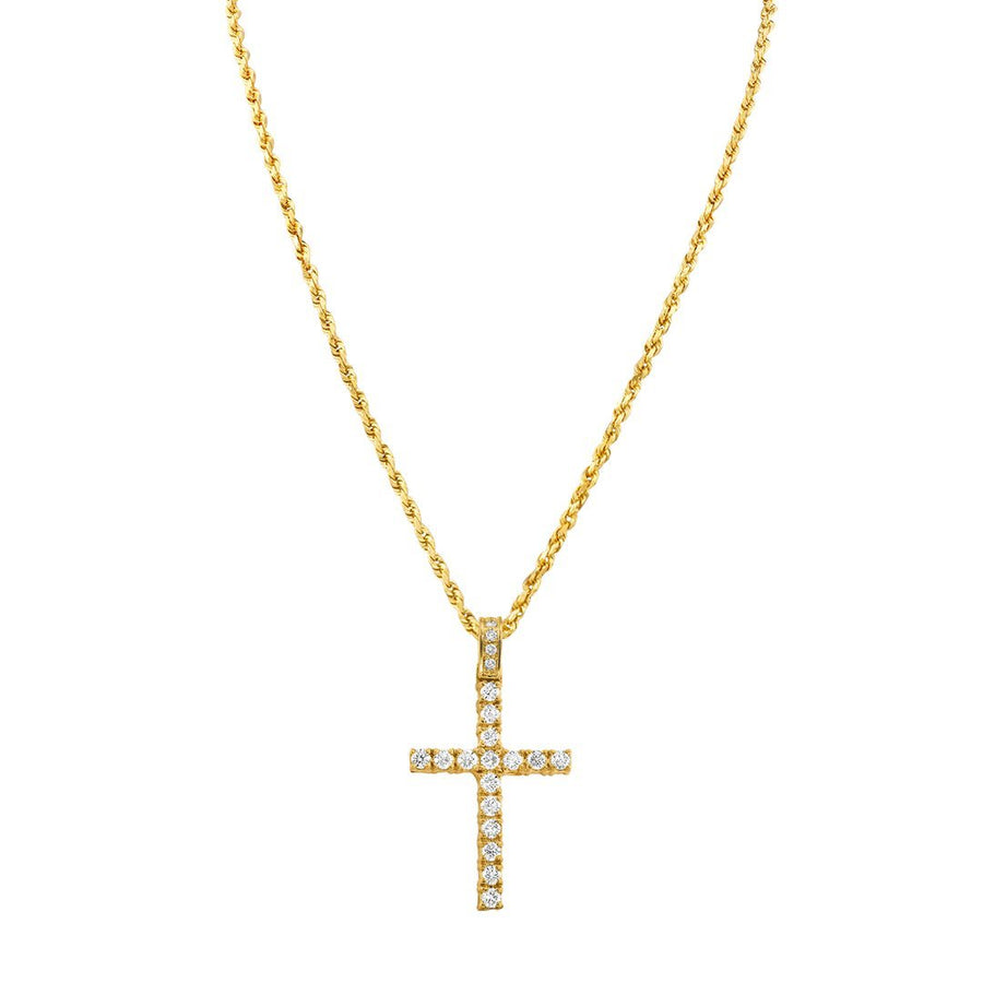 14k White Gold Diamond Cross Pendant 3 Ctw