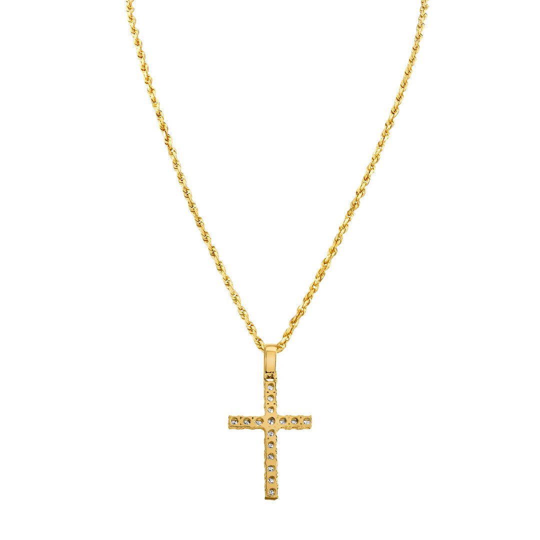 14k White Gold Diamond Cross Pendant 3 Ctw