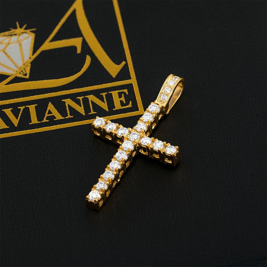 14k White Gold Diamond Cross Pendant 3 Ctw