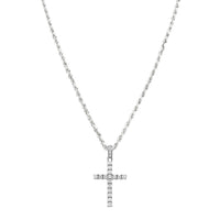 Thumbnail for 14k White Gold Diamond Cross Pendant 3 Ctw
