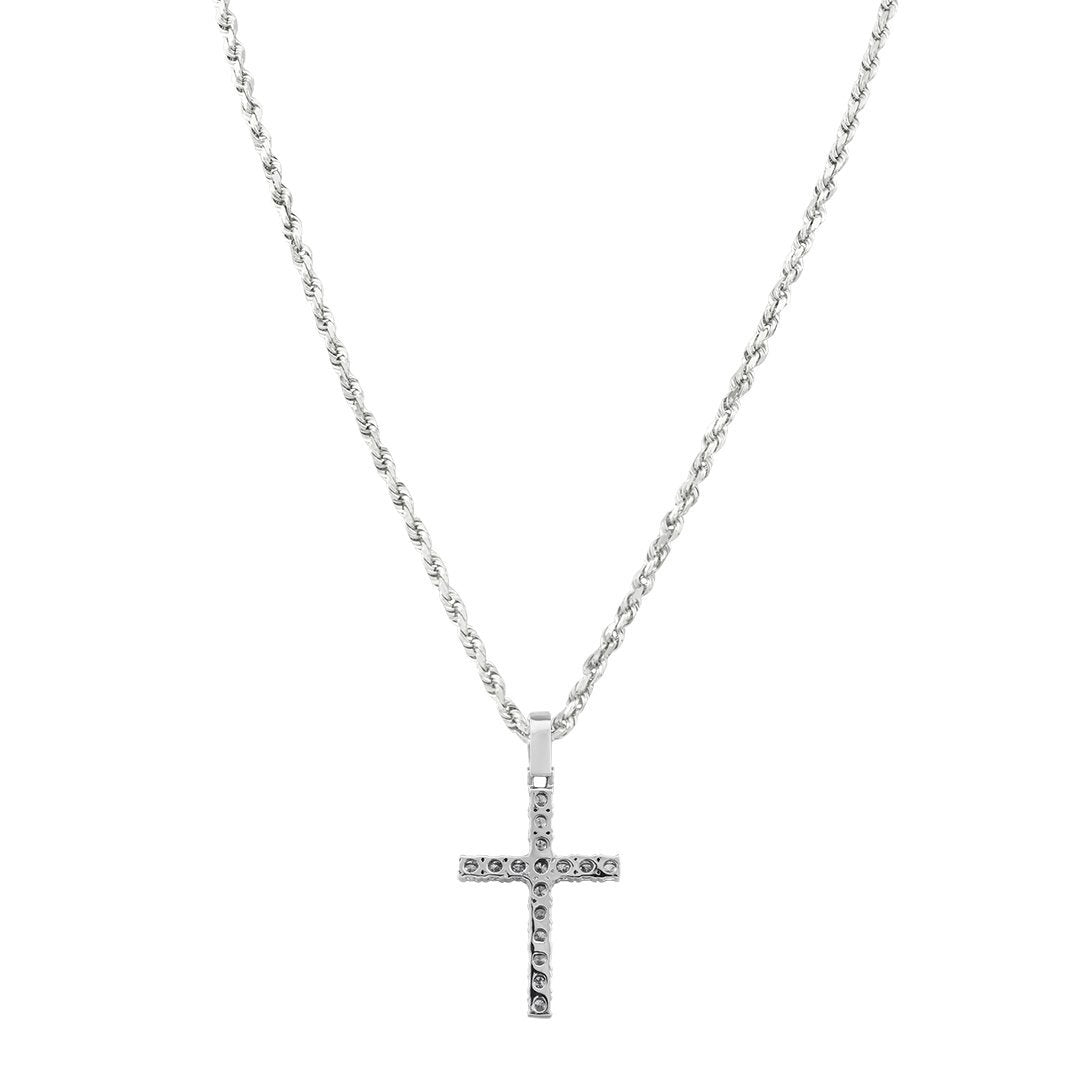 14k White Gold Diamond Cross Pendant 3 Ctw