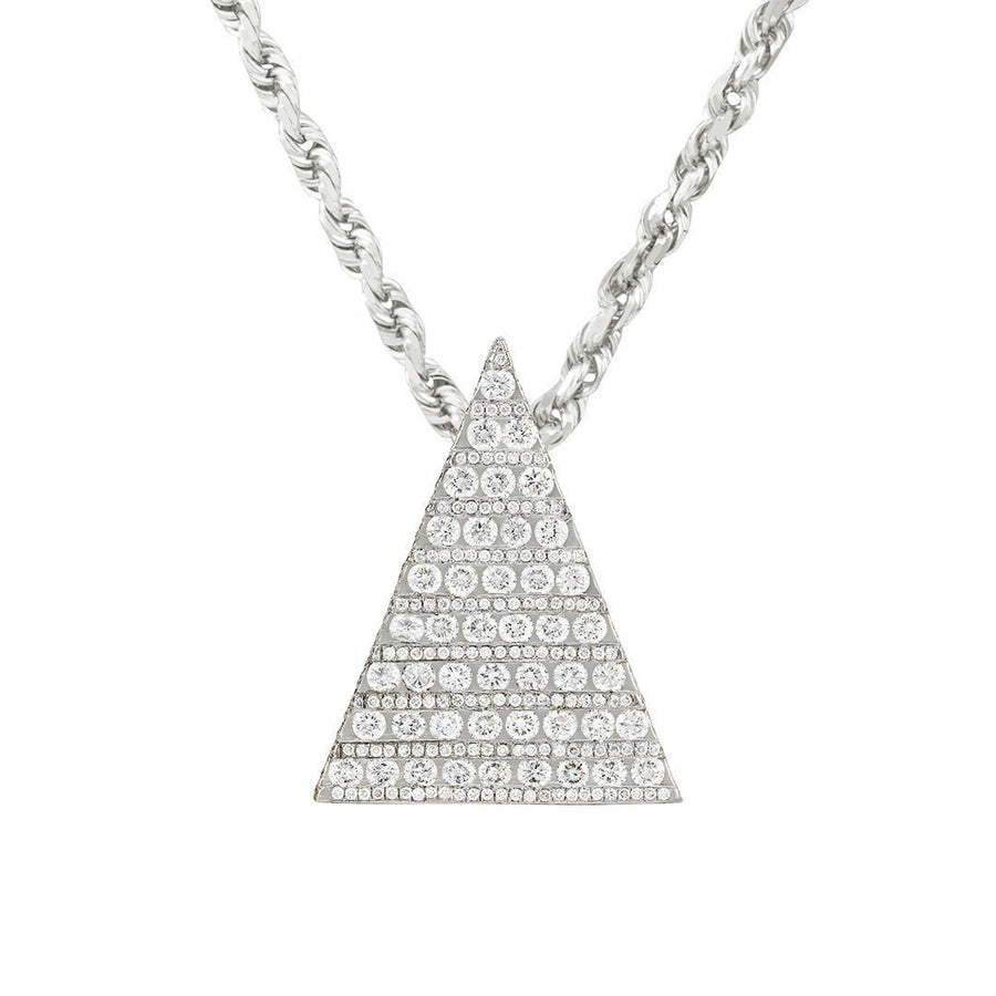 14k White Gold Diamond Pyramid Pendant 5.28 Ctw