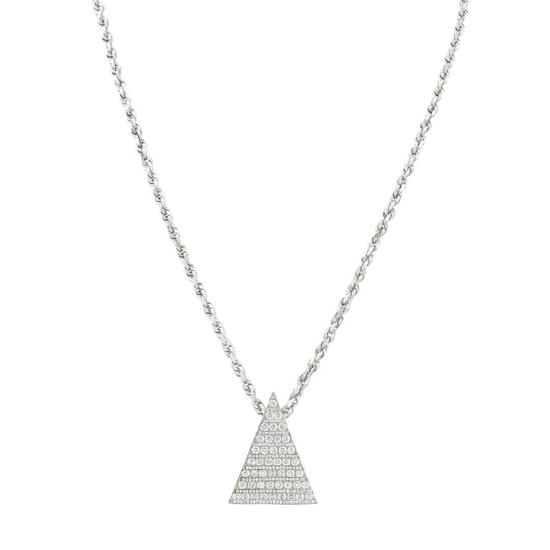 14k White Gold Diamond Pyramid Pendant 5.28 Ctw