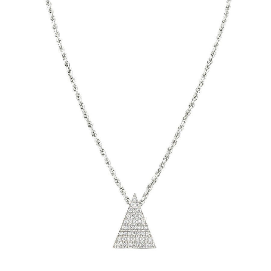 14k White Gold Diamond Pyramid Pendant 5.28 Ctw
