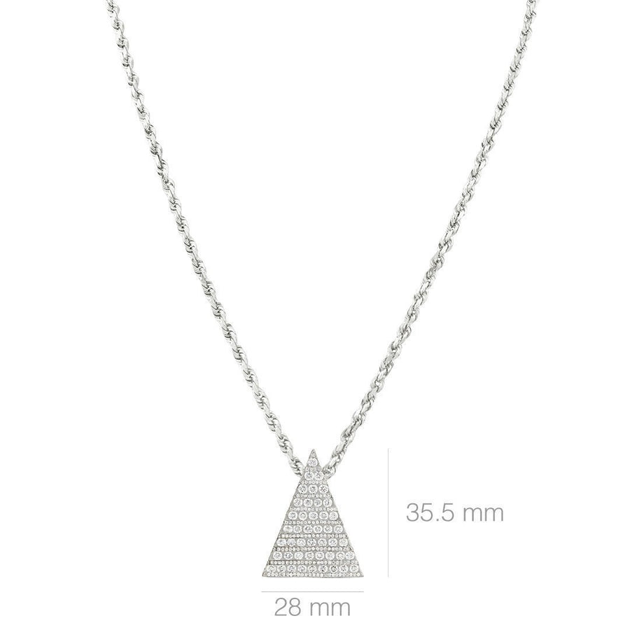 14k White Gold Diamond Pyramid Pendant 5.28 Ctw