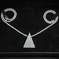 Thumbnail for 14k White Gold Diamond Pyramid Pendant 5.28 Ctw