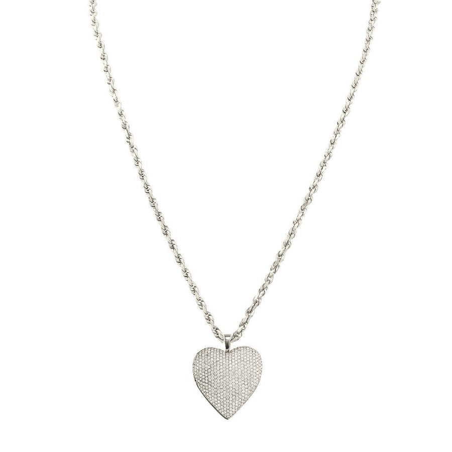 14k White Gold Heart Pendant 4.35 Ctw