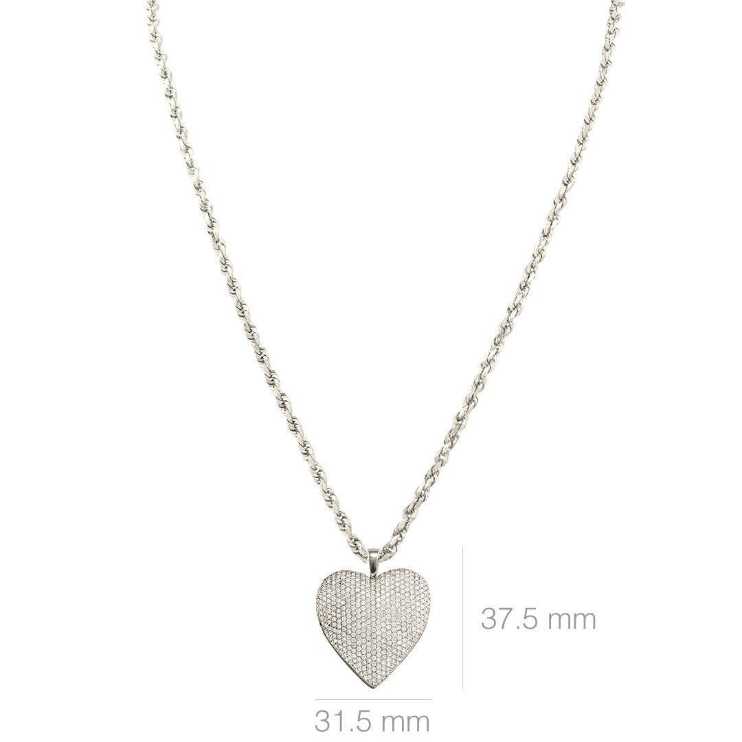 14k White Gold Heart Pendant 4.35 Ctw