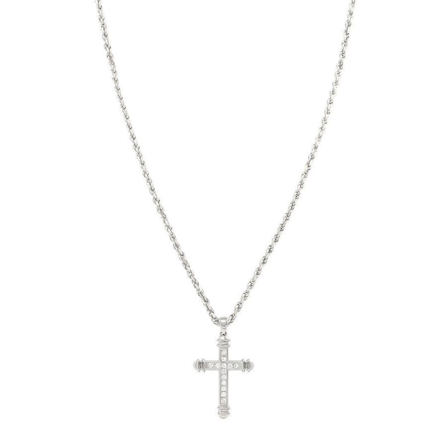 White 14K White Gold Mens Diamond Cross Pendant 1.25 Ctw