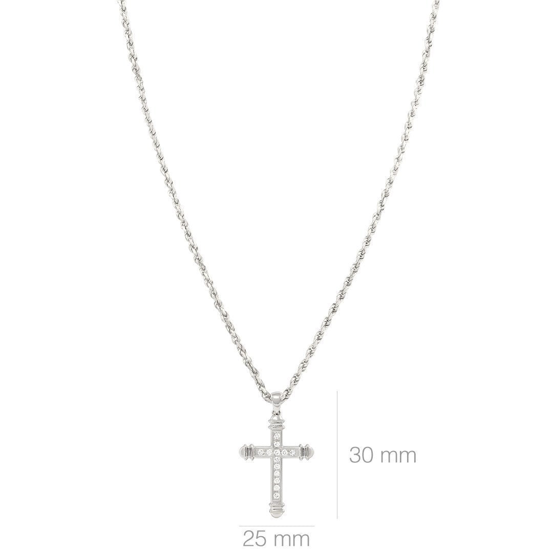 White 14K White Gold Mens Diamond Cross Pendant 1.25 Ctw