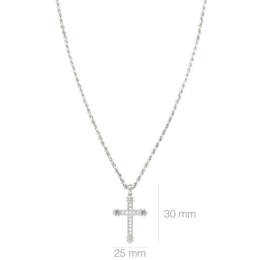 White 14K White Gold Mens Diamond Cross Pendant 1.25 Ctw