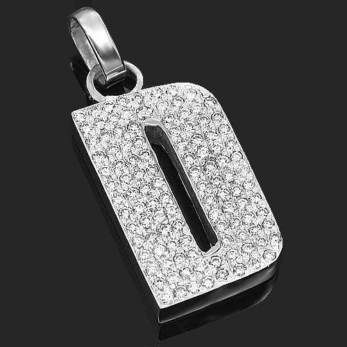 14K White Solid Gold Custom Diamond Initial Letter D Pendant