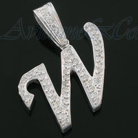 Thumbnail for White 14K White Solid Gold Diamond Initial Letter Pendant 1.03 Ctw