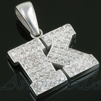 Thumbnail for White 14K White Solid Gold Diamond Initial Letter Pendant 1.50 Ctw