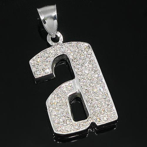 White 14K White Solid Gold Diamond Initial Letter Pendant 1.50 Ctw