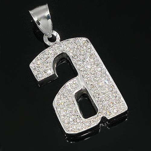 White 14K White Solid Gold Diamond Initial Letter Pendant 1.50 Ctw