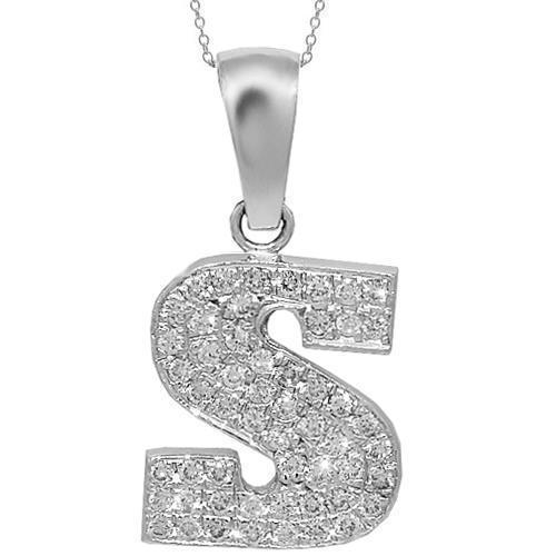 White 14K White Solid Gold Diamond Initial Letter Pendant 1.51 Ctw