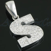 Thumbnail for White 14K White Solid Gold Diamond Initial Letter Pendant 1.51 Ctw