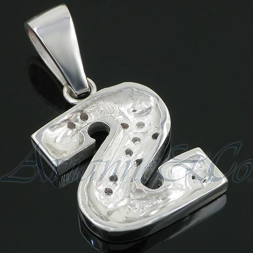 White 14K White Solid Gold Diamond Initial Letter Pendant 1.51 Ctw