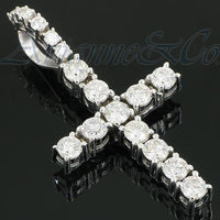 Thumbnail for 14K White Solid Gold Mens Clarity Enhanced Diamond Cross Pendant 3.58 Ctw