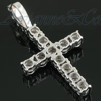 Thumbnail for 14K White Solid Gold Mens Clarity Enhanced Diamond Cross Pendant 3.58 Ctw