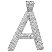 Thumbnail for 14K White Solid Gold Mens Diamond Initial Letter Pendant 10.35 Ctw