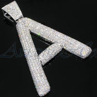 Thumbnail for 14K White Solid Gold Mens Diamond Initial Letter Pendant 10.35 Ctw