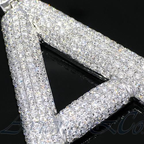 14K White Solid Gold Mens Diamond Initial Letter Pendant 10.35 Ctw