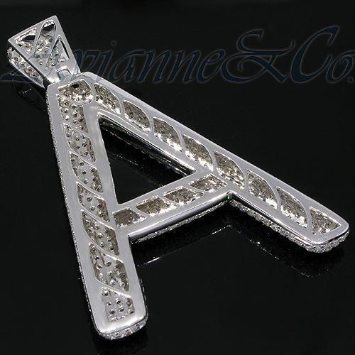 14K White Solid Gold Mens Diamond Initial Letter Pendant 10.35 Ctw