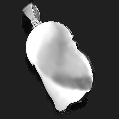 14K White Solid Gold Mens Diamond Jesus Head Pendant with Black and Yellow Diamonds 3.50 Ctw
