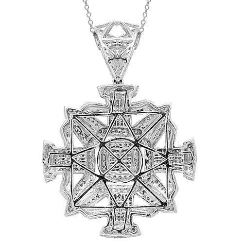 14K White Solid Gold Mens Diamond Pendant 5.97 Ctw