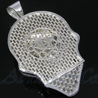Thumbnail for 14K White Solid Gold Mens Diamond Skull Pendant with Black Diamonds 18.00 Ctw