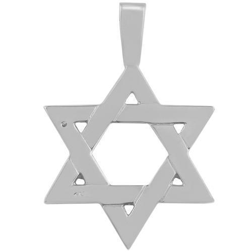 White 14K White Solid Gold Mens Diamond Star of David Pendant 1.50 Ctw