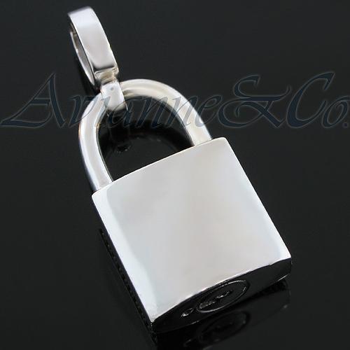 14K White Solid Gold Unisex Diamond Lock Pendant 4.27 Ctw