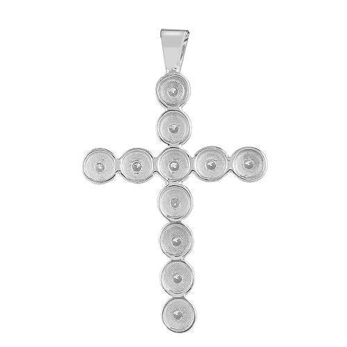 White 14K White Solid Gold Womens Bezel Set Diamond Cross 0.59 Ctw