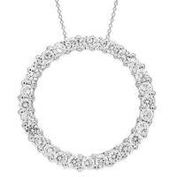 Thumbnail for White 14K White Solid Gold Womens Diamond Circle Pendant 2.00 Ctw