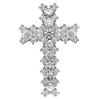 Thumbnail for 14K White Solid Gold Womens Diamond Cross 1.75 Ctw