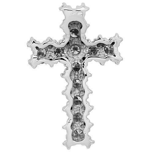 14K White Solid Gold Womens Diamond Cross 1.75 Ctw