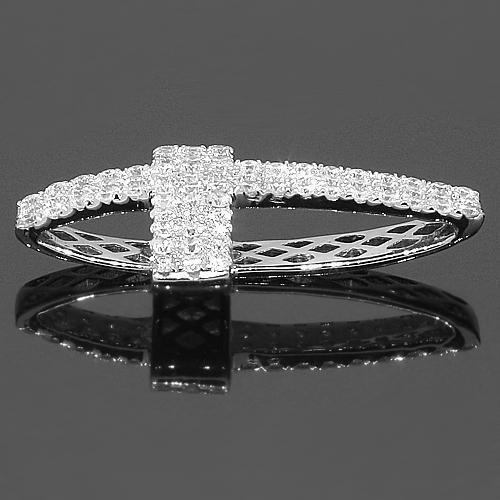 White 14K White Solid Gold Womens Diamond Cross Pendant 1.50 Ctw