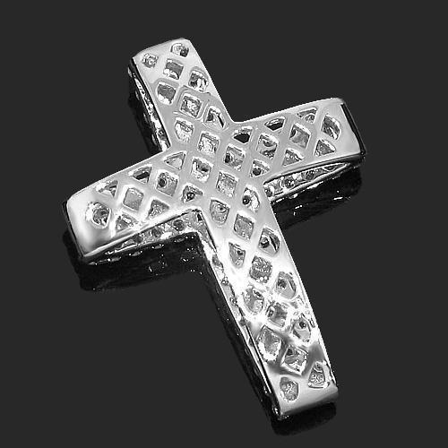 White 14K White Solid Gold Womens Diamond Cross Pendant 1.50 Ctw