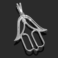 Thumbnail for White 14K White Solid Gold Womens Diamond Hamsa Pendant 0.60 Ctw