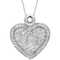 Thumbnail for 14K White Solid Gold Womens Diamond Heart Pendant 2.59 Ctw
