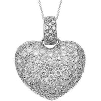 Thumbnail for 14K White Solid Gold Womens Diamond Heart Pendant 3.31 Ctw