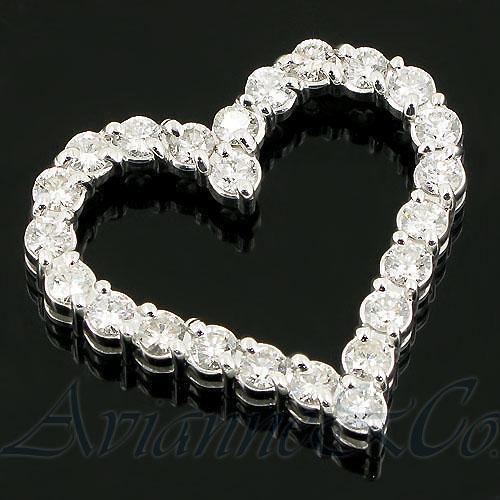 14K White Solid Gold Womens Diamond Heart Pendant 3.50 Ctw