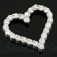 Thumbnail for 14K White Solid Gold Womens Diamond Heart Pendant 3.50 Ctw