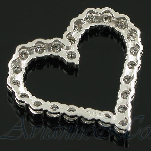 14K White Solid Gold Womens Diamond Heart Pendant 3.50 Ctw
